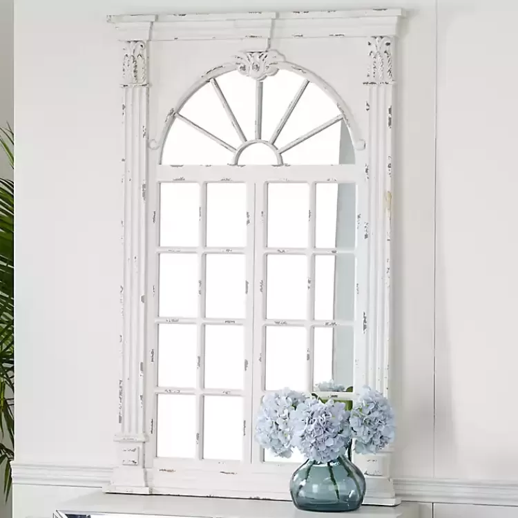 Ivory Window Frame Beveled Mirror>Kirklands Home Outlet