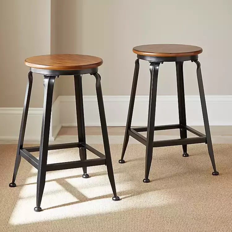 Jaxon Wood and Metal Counter Stools, Set of 2>Kirklands Home Best Sale