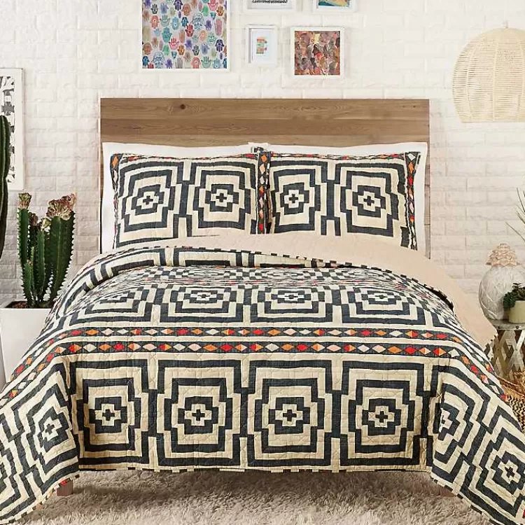 Justina Blakeney Black Hypnotic Queen Quilt Set>Kirklands Home Cheap