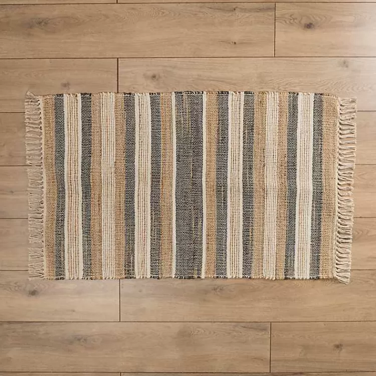 Jute Denim Striped Scatter Rug>Kirklands Home Fashion