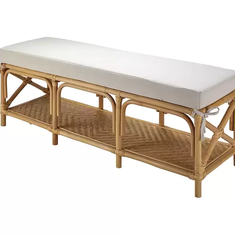 Kaili Natural Rat Cushioned Bench>Kirklands Home Cheap