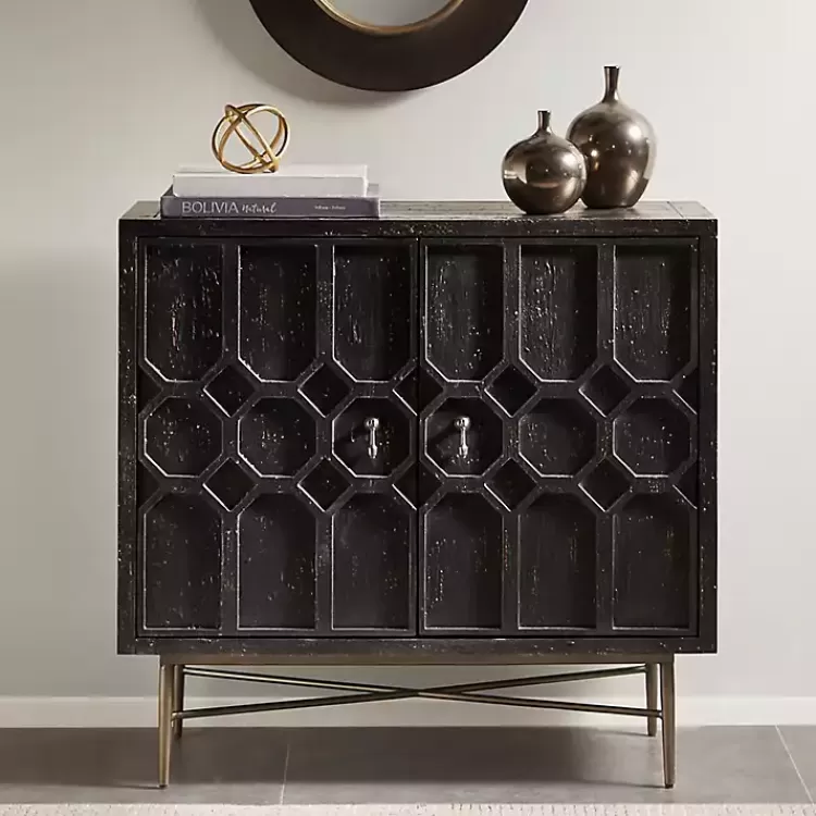 Laini Distressed Modern Carved Cabinet>Kirklands Home Shop