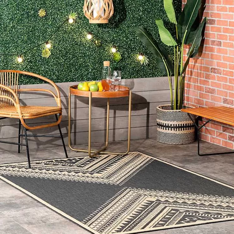 Landy Dark Gray Aztec Outdoor Rug, 8x10>Kirklands Home Cheap