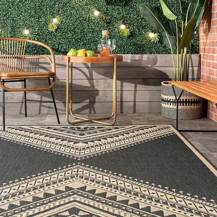 landy_dark_gray_aztec_outdoor_rug_x_2.webp Landy Dark Gray Aztec Outdoor Rug, 8x10>Kirklands Home Cheap