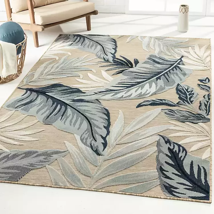 Large Print Tropical Leaf Outdoor Area Rug, 7x9>Kirklands Home Best Sale