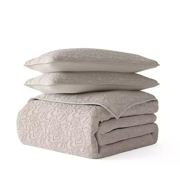 Latte Floral Stitch 3-pc. Queen Quilt Set>Kirklands Home Hot