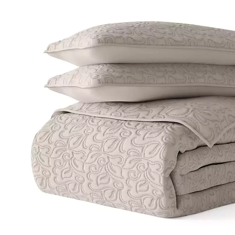 latte_floral_stitch_pc_twin_quilt_set_2.webp Latte Floral Stitch 2-pc. Twin Quilt Set>Kirklands Home Online