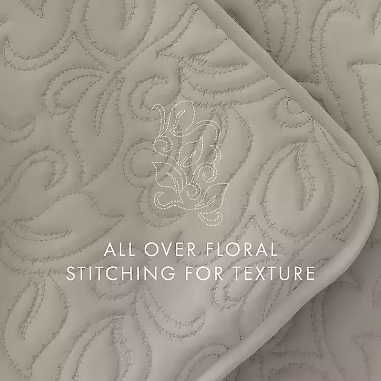 latte_floral_stitch_pc_twin_quilt_set_8.webp Latte Floral Stitch 2-pc. Twin Quilt Set>Kirklands Home Online
