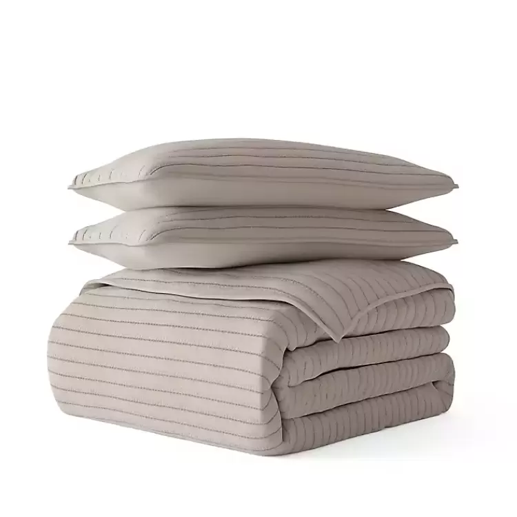 Latte Stitched Stripes 3-pc. Queen Quilt Set>Kirklands Home Clearance