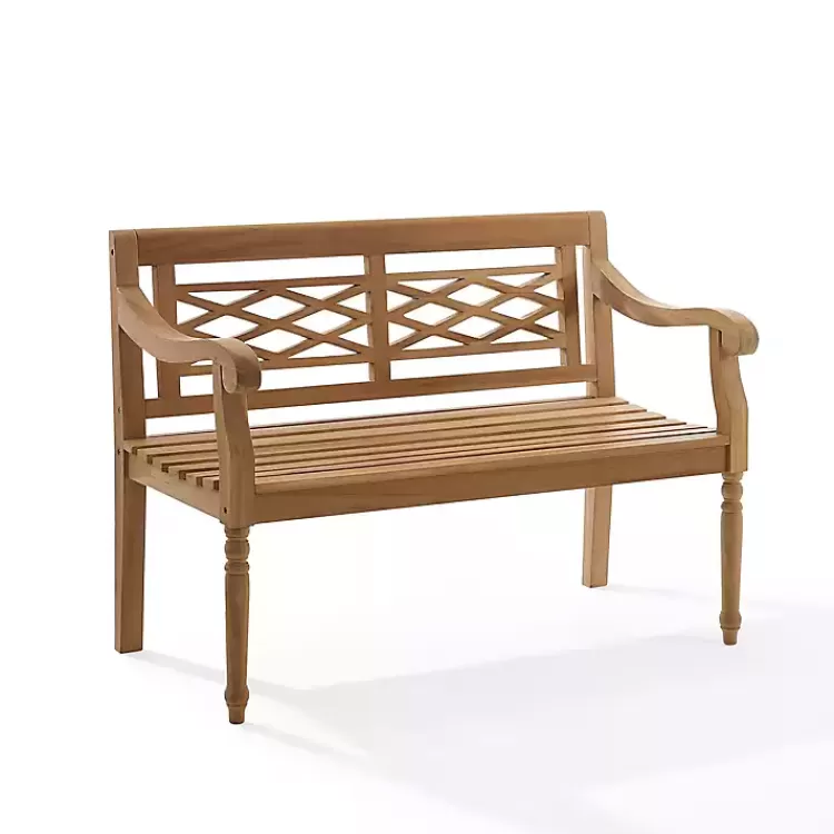 Lattice Teakwood Slatted Outdoor Bench>Kirklands Home Sale