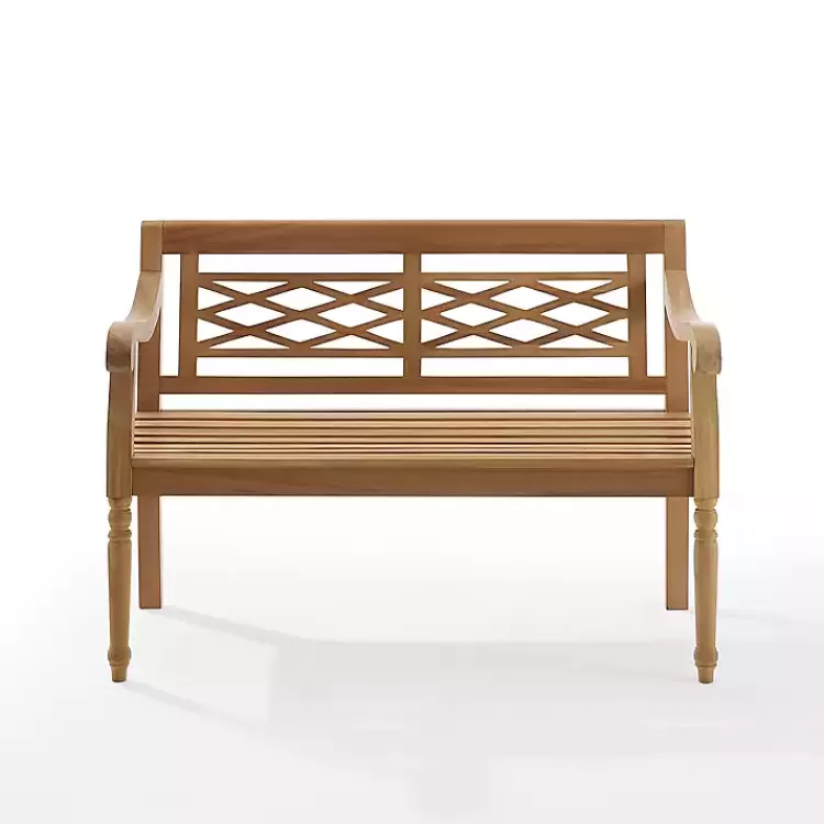 Lattice Teakwood Slatted Outdoor Bench>Kirklands Home Sale