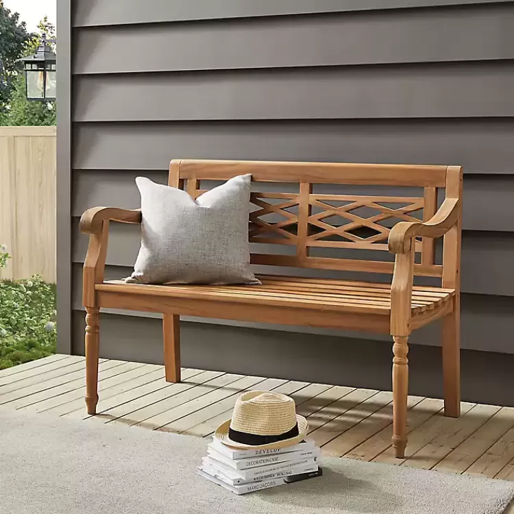 lattice_teakwood_slatted_outdoor_bench_3.webp Lattice Teakwood Slatted Outdoor Bench>Kirklands Home Sale