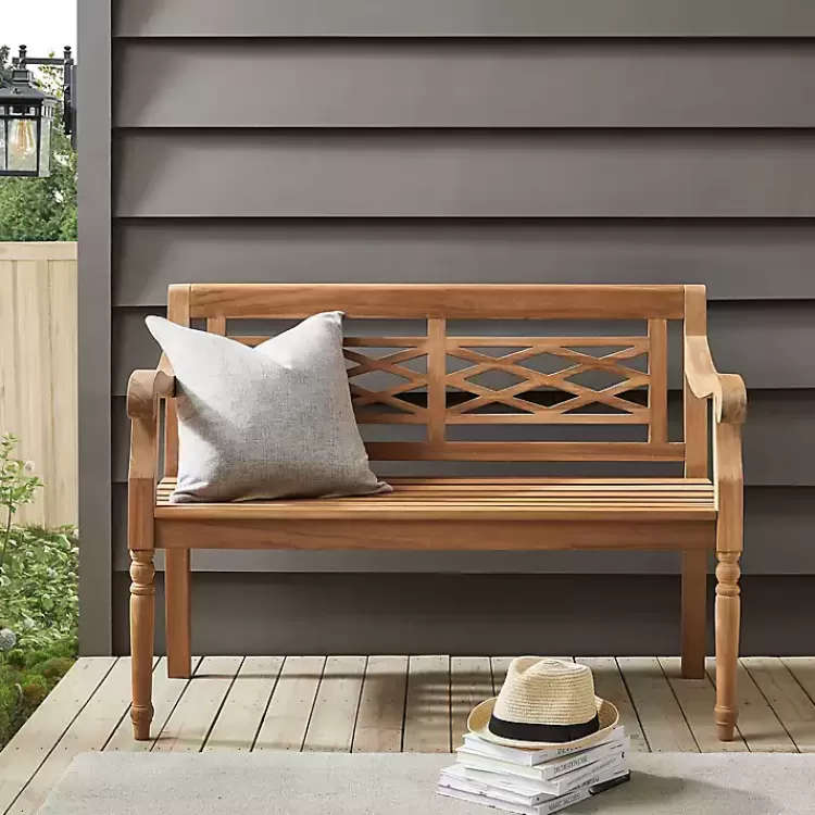lattice_teakwood_slatted_outdoor_bench_4.webp Lattice Teakwood Slatted Outdoor Bench>Kirklands Home Sale