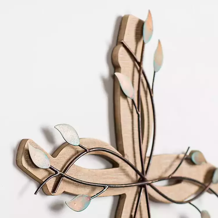 leafy_cross_wood_and_metal_wall_plaque_2.webp Leafy Cross Wood and Metal Wall Plaque>Kirklands Home Clearance