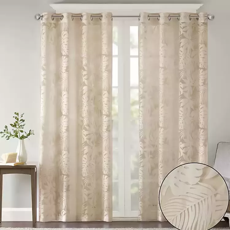 leilani_tan_palm_leaf_curtain_panel__in_2.webp Leilani Palm Leaf Curtain Panel, 95 in.>Kirklands Home Flash Sale