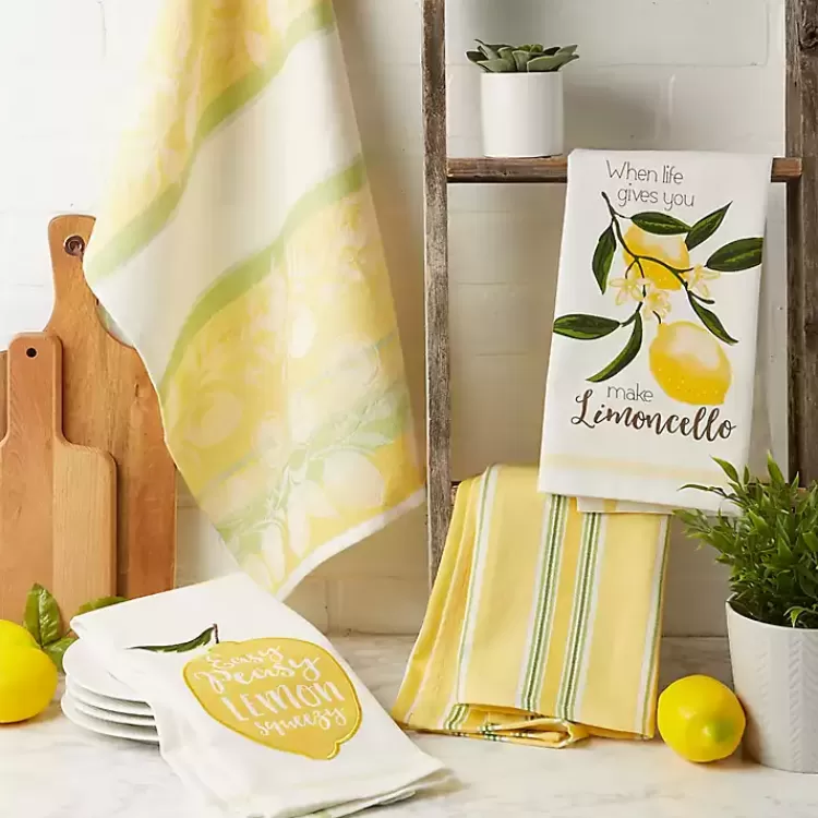 Lemon Bliss Printed Kitchen Towels, Set of 4>Kirklands Home Clearance