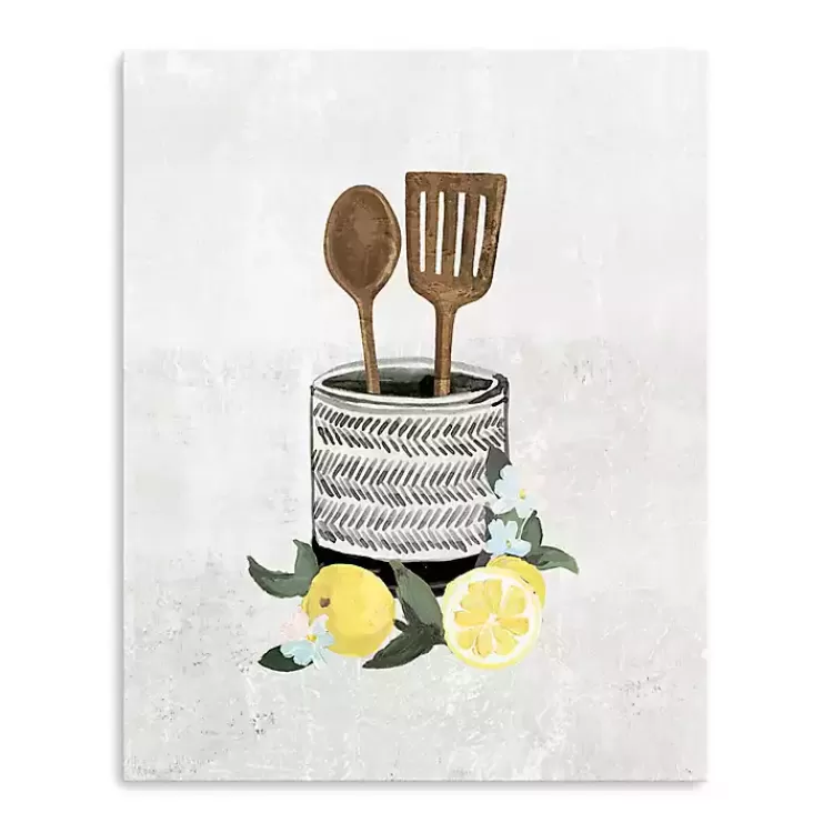 Lemon Kitchen Utensils Canvas Art Print>Kirklands Home Best Sale
