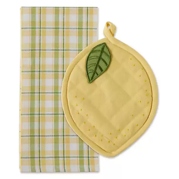 Lemon Plaid 2-pc. Potholder and Kitchen Towel Set>Kirklands Home Best