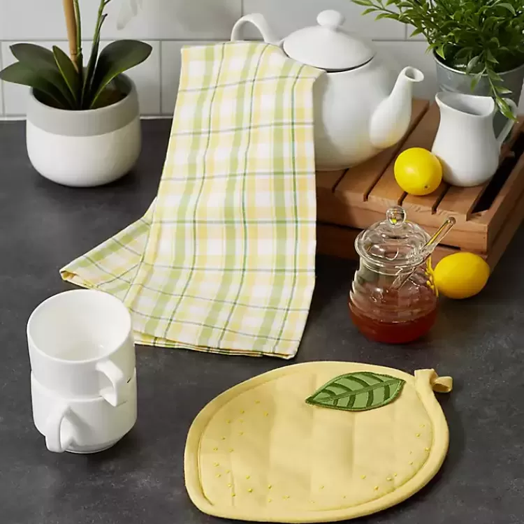 lemon_plaid_pc_potholder_and_kitchen_towel_set_2.webp Lemon Plaid 2-pc. Potholder and Kitchen Towel Set>Kirklands Home Best