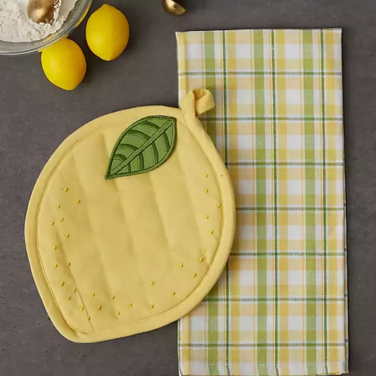 lemon_plaid_pc_potholder_and_kitchen_towel_set_3.webp Lemon Plaid 2-pc. Potholder and Kitchen Towel Set>Kirklands Home Best