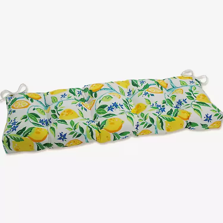 Lemon Tree Tufted Outdoor Settee Cushion, 48 in.>Kirklands Home Outlet