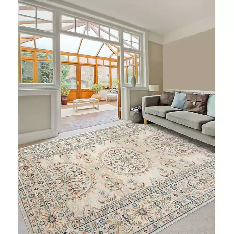light_beige_bohemian_area_rug_x_6-1.webp Light Beige Bohemian Area Rug, 5x7>Kirklands Home New