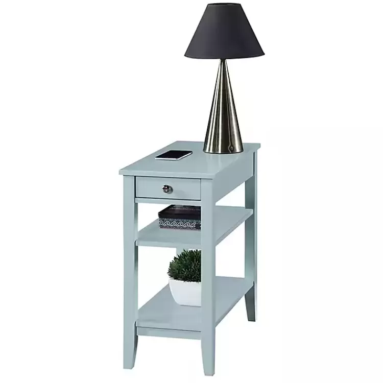 light_blue_chairside_end_table_with_shelves_3.webp Light Chairside End Table with Shelves>Kirklands Home Outlet