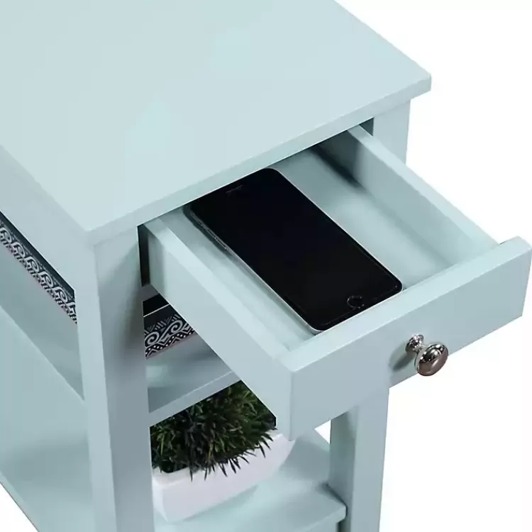 light_blue_chairside_end_table_with_shelves_4.webp Light Chairside End Table with Shelves>Kirklands Home Outlet