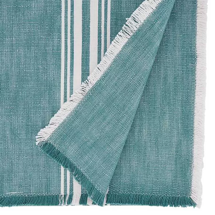 Light Blue Striped Fringe Table Runner, 72 in.>Kirklands Home Cheap