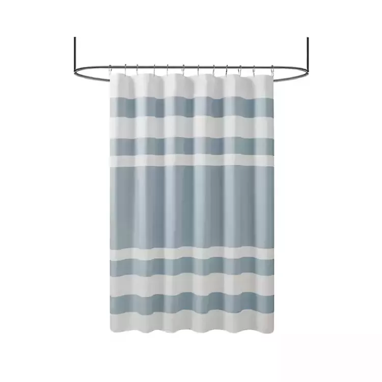 Light Blue Striped Waffle Shower Curtain>Kirklands Home Fashion