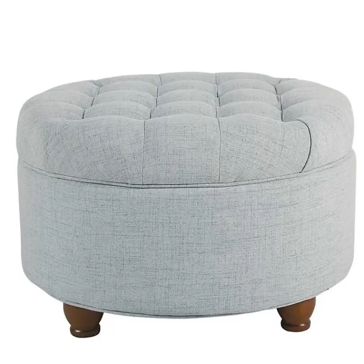 Light Tufted Round Storage Ottoman>Kirklands Home New