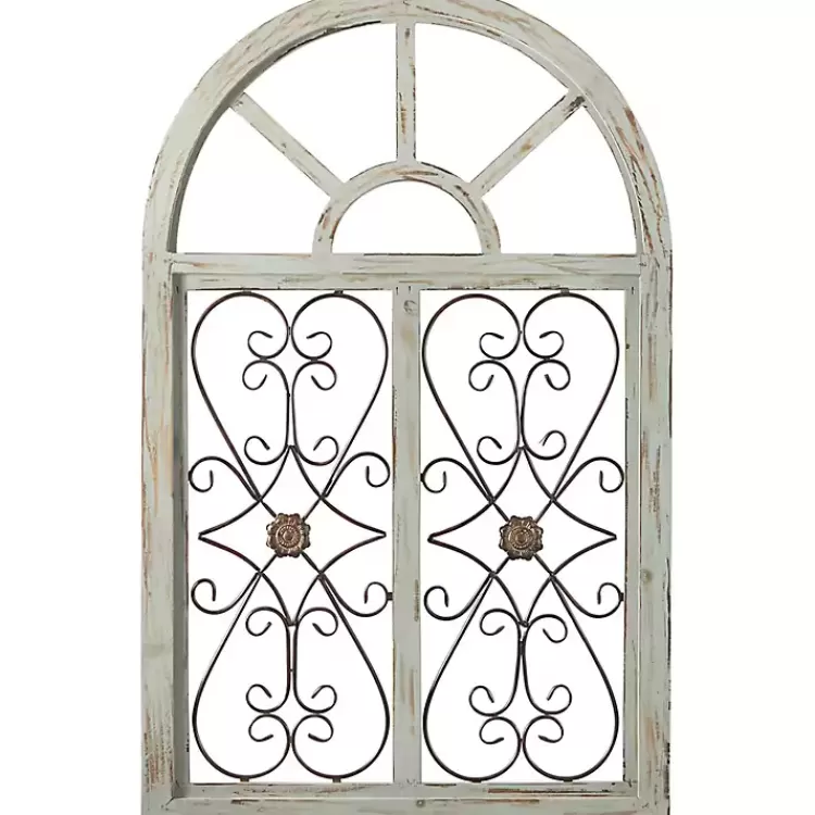 Light Blue Wood Arched Window Wall Plaque>Kirklands Home Cheap