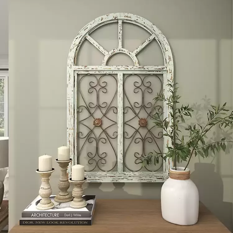 light_blue_wood_arched_window_wall_plaque_3.webp Light Blue Wood Arched Window Wall Plaque>Kirklands Home Cheap
