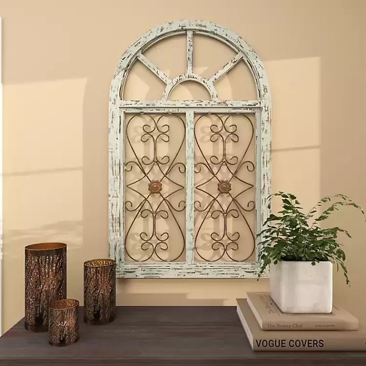 light_blue_wood_arched_window_wall_plaque_8.webp Light Blue Wood Arched Window Wall Plaque>Kirklands Home Cheap