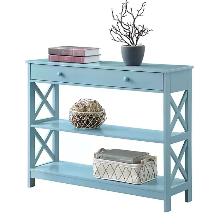 light_blue_xframe_shelf_console_table_2.webp Light X-Frame 2-Shelf Console Table>Kirklands Home Store