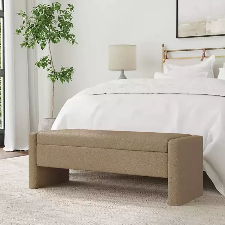 light_brown_boucle_modern_storage_bench_2.webp Light Boucle Modern Storage Bench>Kirklands Home Sale