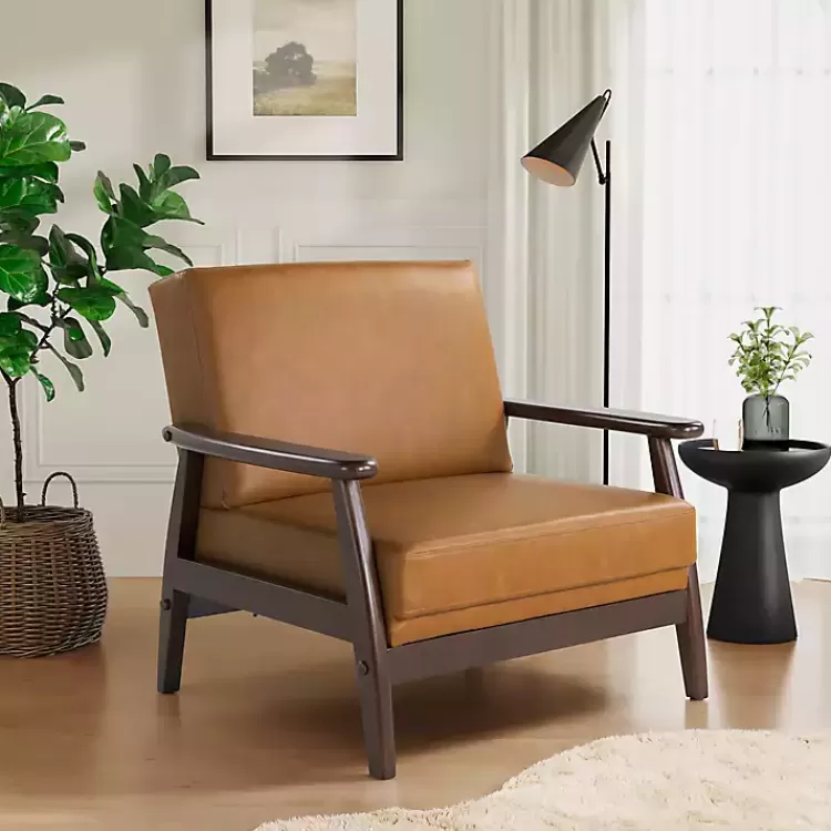 light_brown_faux_leather_ambon_accent_chair_2.webp Light Faux Leather Ambon Accent Chair>Kirklands Home Online