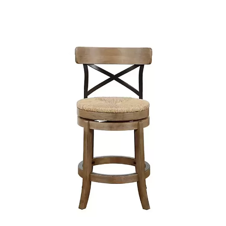 Light Wood and Seagrass Swivel Counter Stool>Kirklands Home Online