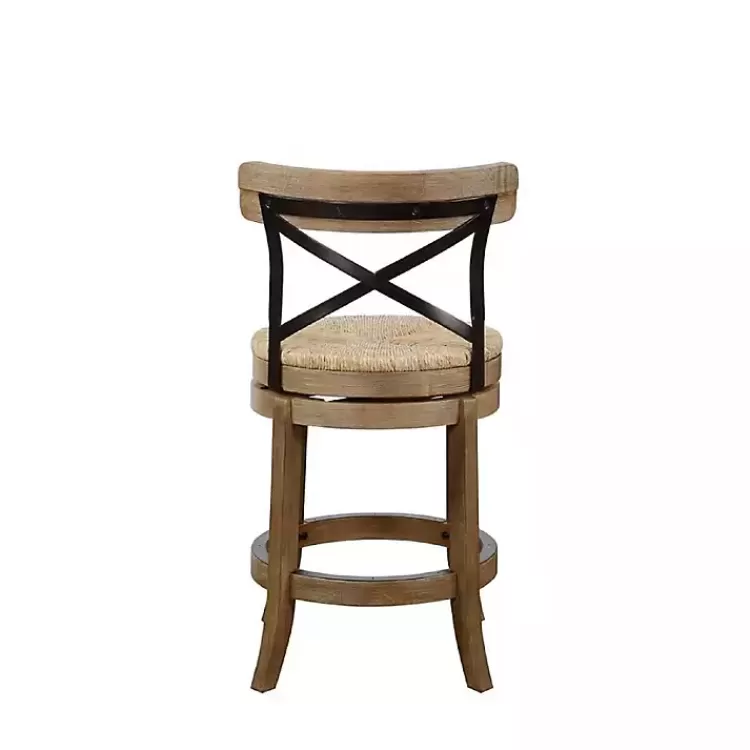 light_brown_wood_and_seagrass_swivel_counter_stool_2.webp Light Wood and Seagrass Swivel Counter Stool>Kirklands Home Online