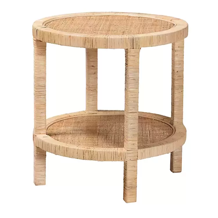 Light Brown Woven Rat Accent Table>Kirklands Home Cheap