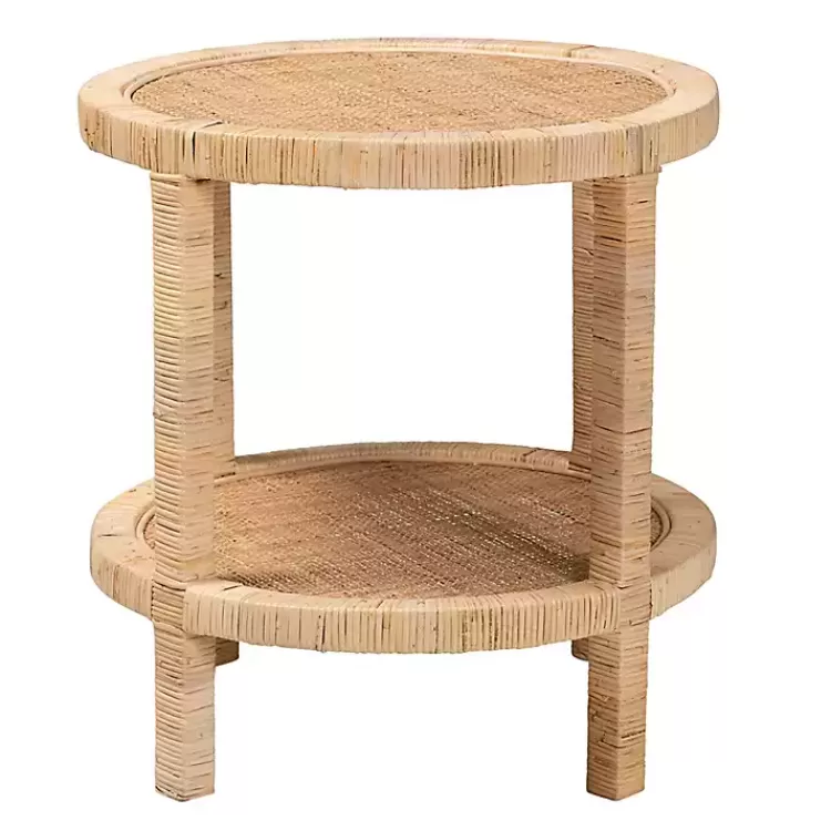 Light Brown Woven Rat Accent Table>Kirklands Home Cheap