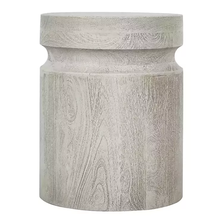 Light Cream Wood Cylinder Accent Table>Kirklands Home Fashion