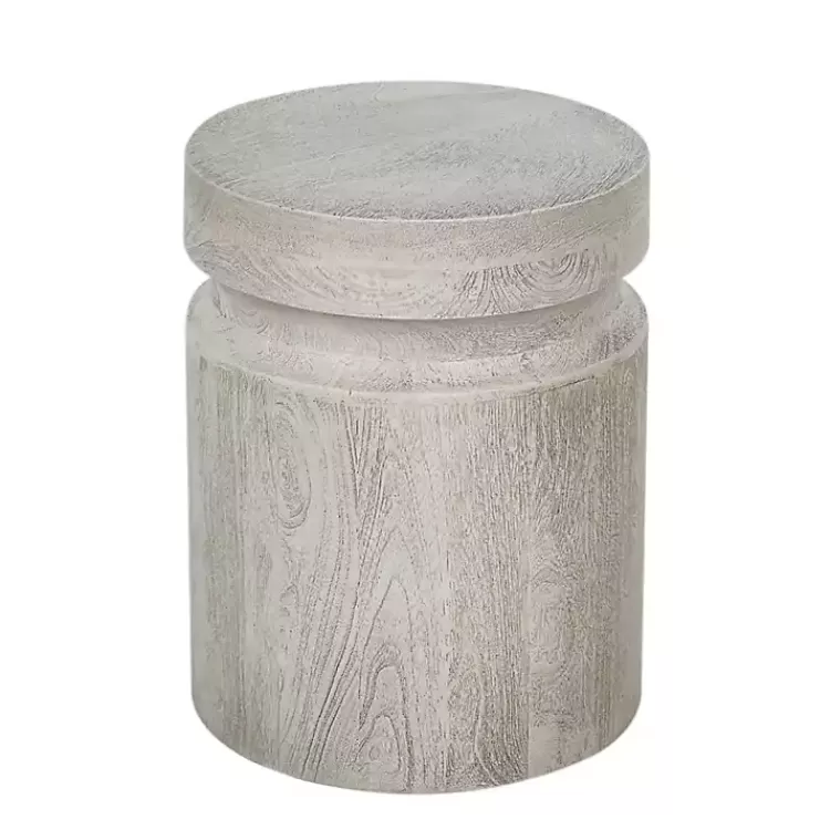Light Cream Wood Cylinder Accent Table>Kirklands Home Fashion