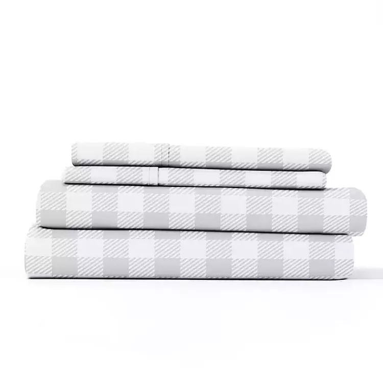 light_gray_country_plaid_pc_king_bed_sheet_set_3.webp Light Gray Country Plaid 4-pc. King Bed Sheet Set>Kirklands Home Online