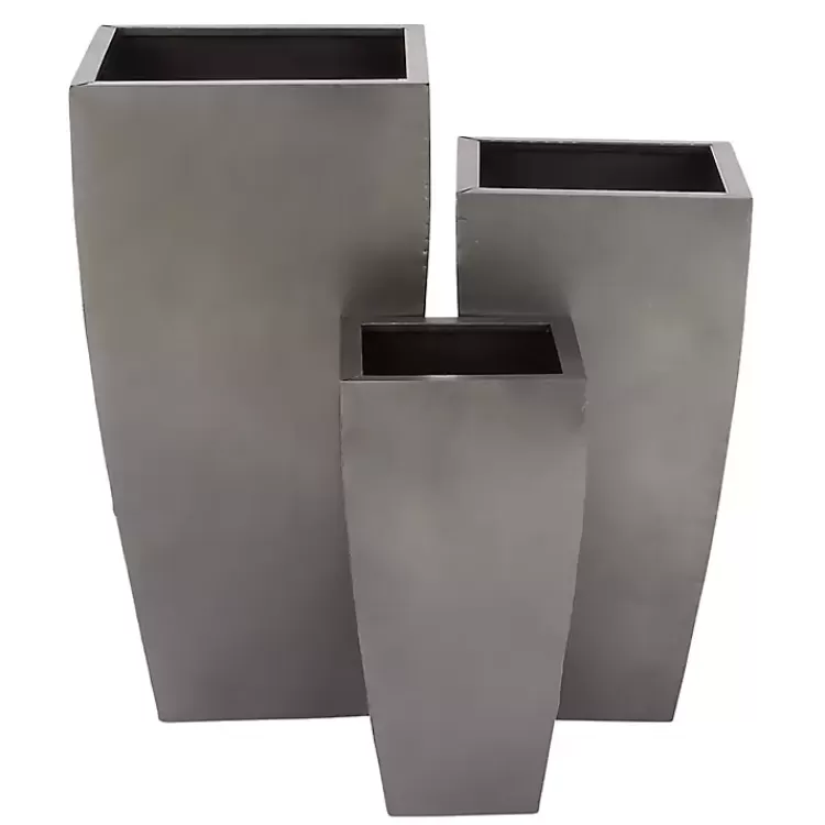 Light Metal Round Tapered Planters, Set of 3>Kirklands Home Cheap