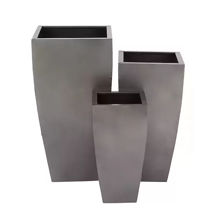light_gray_metal_round_tapered_planters_set_of__4.webp Light Metal Round Tapered Planters, Set of 3>Kirklands Home Cheap