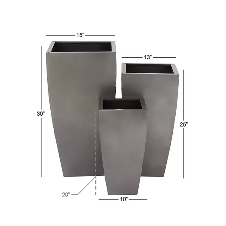 light_gray_metal_round_tapered_planters_set_of__7.webp Light Metal Round Tapered Planters, Set of 3>Kirklands Home Cheap