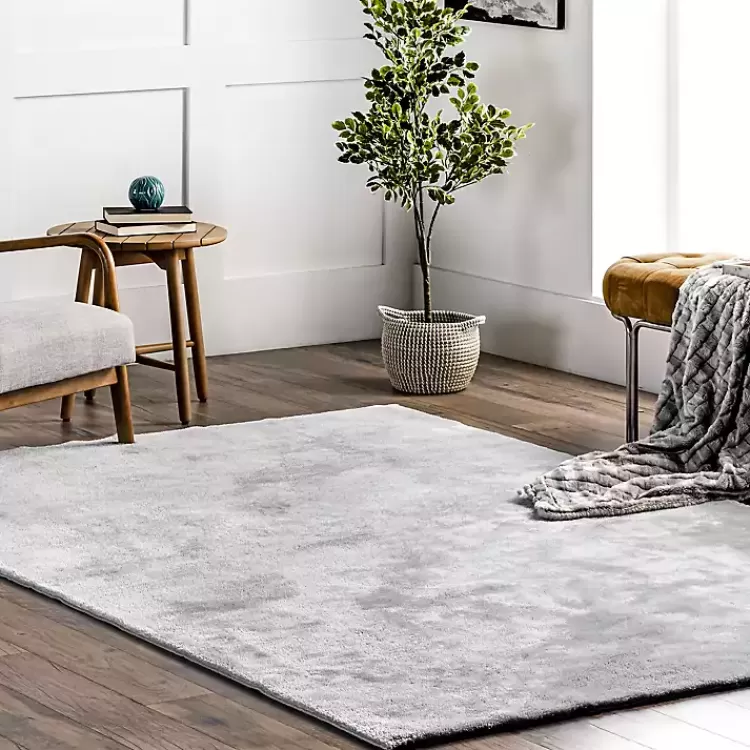 Light Gray Shag Washable Area Rug, 5x8>Kirklands Home Shop