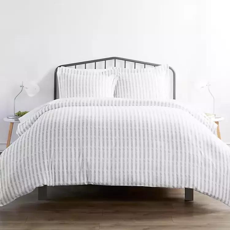 Light Gray Stripes 3-pc. Twin Duvet Cover Set>Kirklands Home Sale