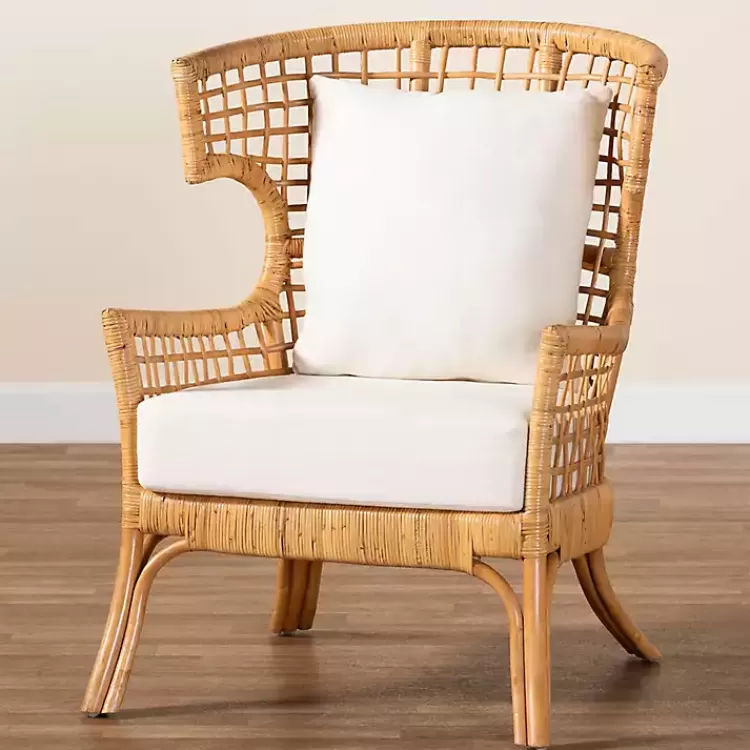 Light Honey Rattan Curved Accent Chair>Kirklands Home Store